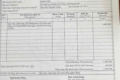 HỒ SƠ KIỂM ĐỊNH NƯỚC SẠCH